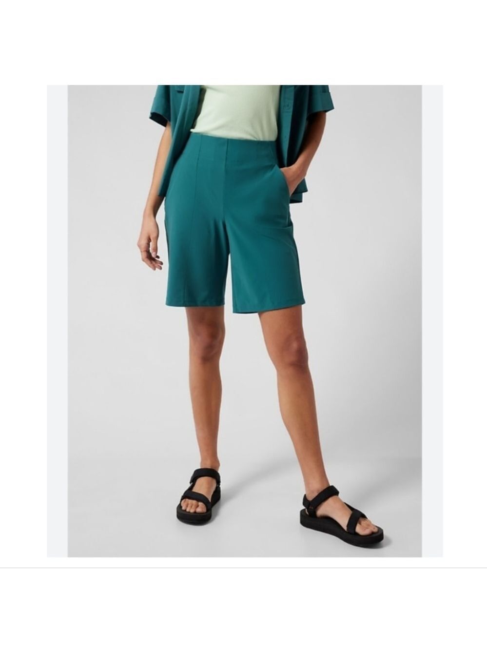 Women's Athleta Teal Cosmic Bermuda Shorts, New Size 2